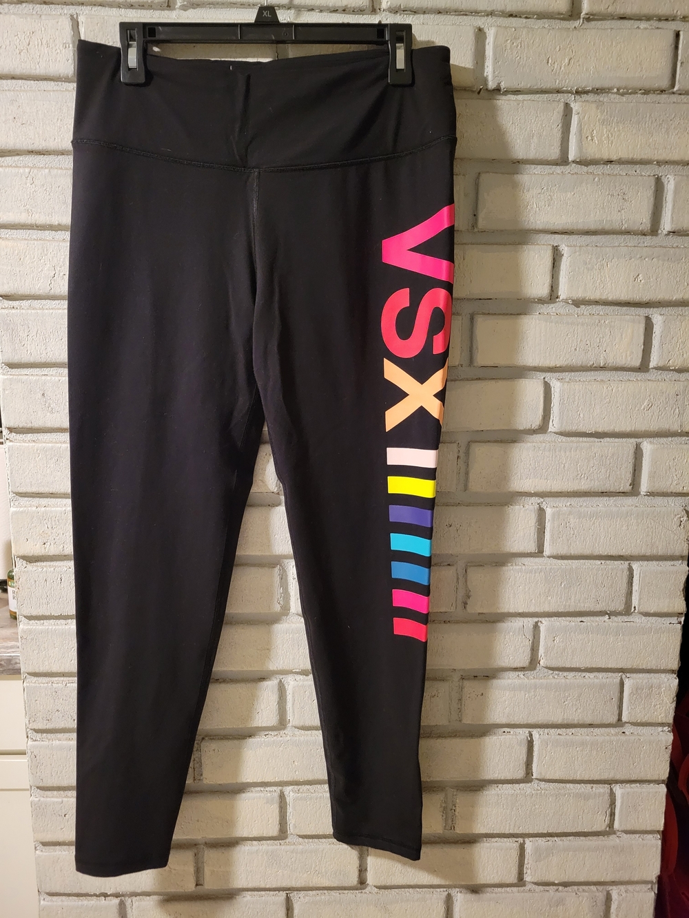 Victoria's Secret Black Leggings with Multicolor VSX Side Logo